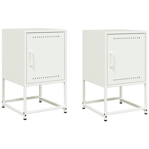 Comodini 2 Pz Bianchi 36x39x60,5 Cm In Acciaio - Foto 1