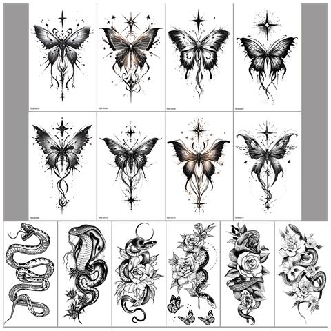 Adesivi Per Tatuaggi Temporanei Impermeabili, 14 Pezzi Serpente - Foto 1