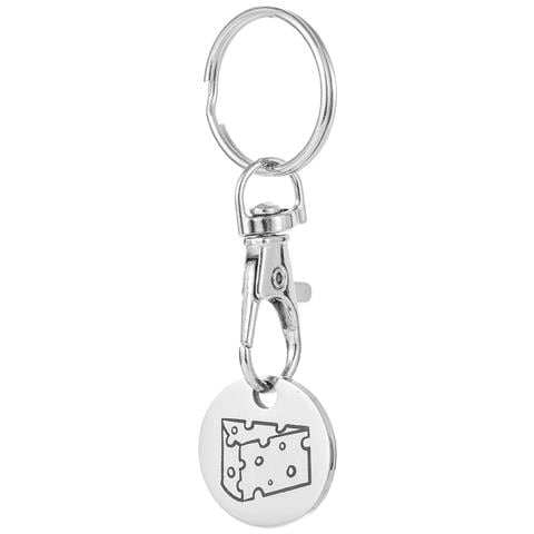 Moneta Per Carrello Della Spesa In Acciaio Inox Con Portachiavi Formaggio - Foto 1