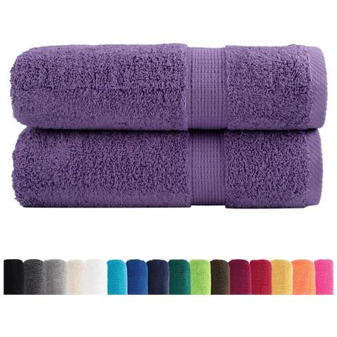 Asciugamani da Bagno SOLUND 2 pz Viola 70x140 cm 600 g /m² - Foto 2