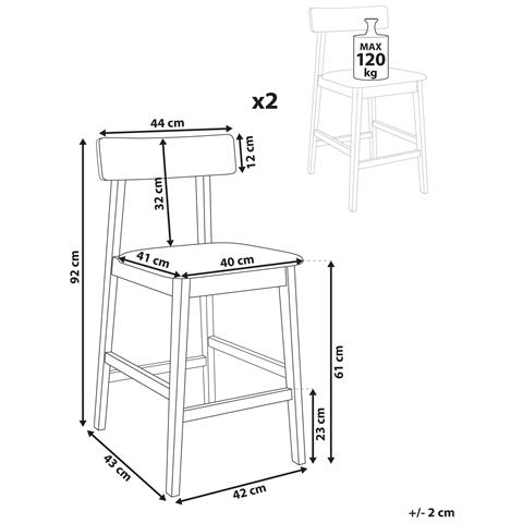 Set Di 2 Sedie Alte Isanti Legno Nero /grigio - Foto 2