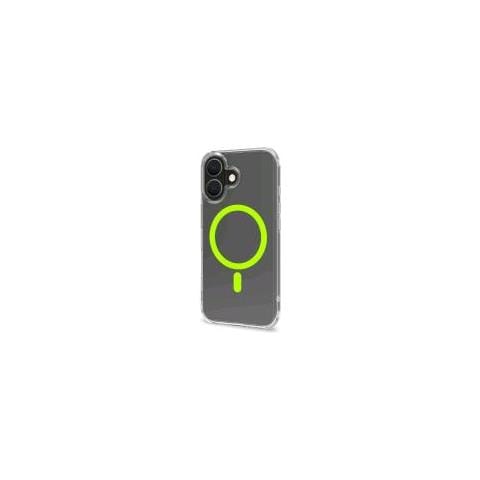 Apple Iphone 16 Cover In Morbido Tpu Trasparente Compatibile Magsave Modulo Magnetico Circolare Giallo Fluo - Foto 1