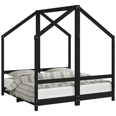 Giroletto per Bambini Nero 2x (70x140) cm Legno Massello di Pino - Foto 1