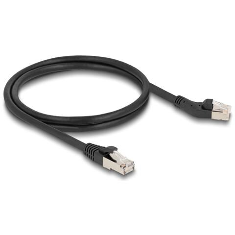 Cavo di rete RJ45 Cat. 6A S /FTP maschio da 45° angolato a sinistra per maschio diritto 1 m nero - Foto 1