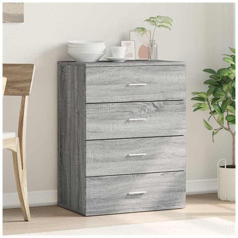 Credenza Grigio Sonoma 60x39x80 Cm In Legno Multistrato - Foto 3