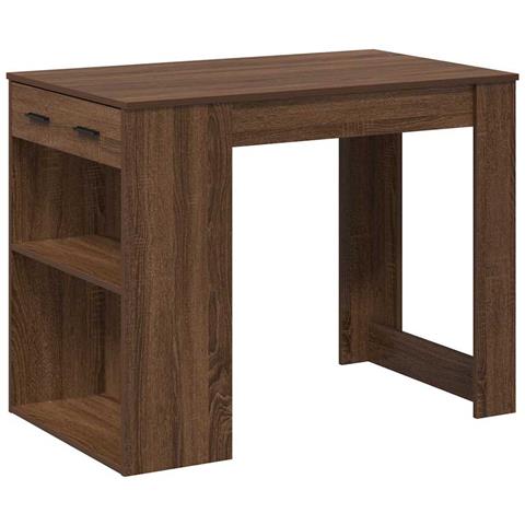 Scrivania Con Cassetto Ripiano Rovere Marrone Legno Multistrato - Foto 2