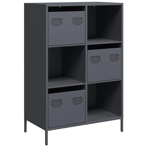 Credenza Antracite 68x39x103,5 Cm Acciaio - Foto 2