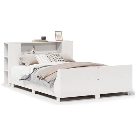 Letto Senza Materasso Bianco 120x190 Cm Legno Massello Di Pino - Foto 2