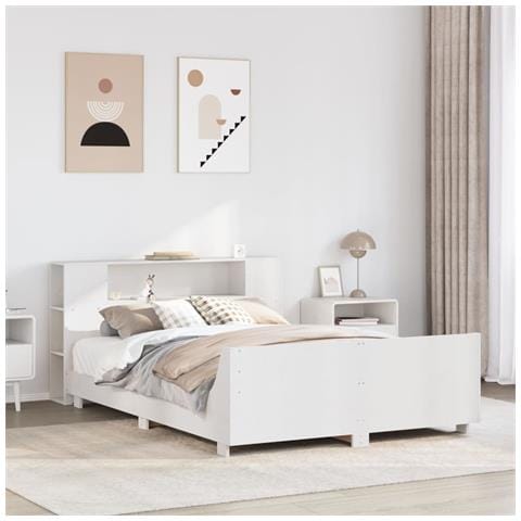 Letto Senza Materasso Bianco 120x190 Cm Legno Massello Di Pino - Foto 1