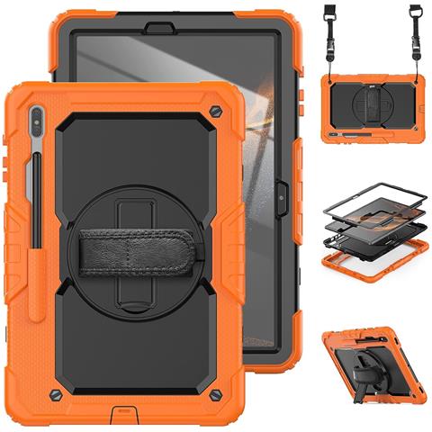 Custodia Per Samsung Galaxy Tab S8 11"" Con Cinturino Arancione - Protezione E Stile - Foto 4