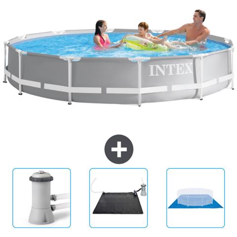 Piscina Fuori Terra - In Giro - 366x366x76 Cm - Grigio - Include Accessori Coordinati Cb79 - Foto 1