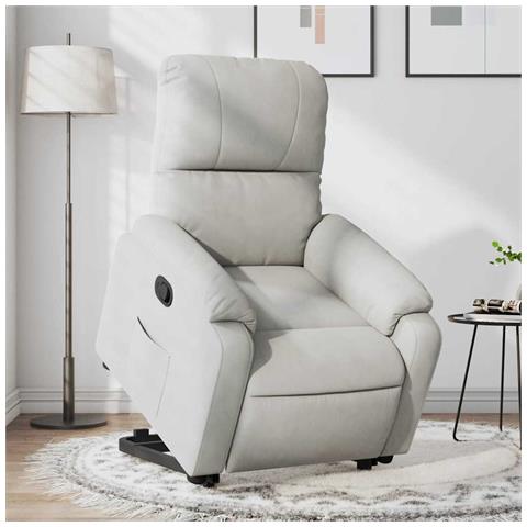 Poltrona Alzapersona Reclinabile Grigio Chiaro Microfibra - Foto 8