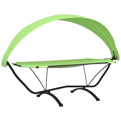 Lettino Con Tettuccio Verde In Acciaio E Tessuto Oxford - Foto 1