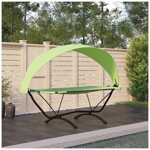 Lettino Con Tettuccio Verde In Acciaio E Tessuto Oxford - Foto 7