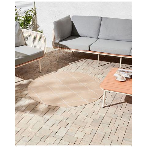 Tappeto Per Esterni Gwalior Ø 120 Cm Beige - Foto 1