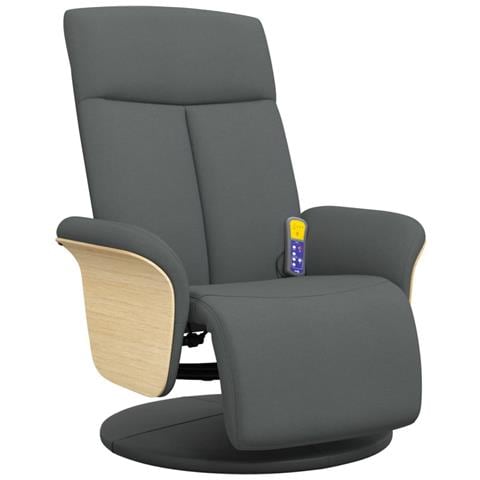 Poltrona Reclinabile Massaggio Poggiapiedi Grigio Scuro Tessuto - Foto 1