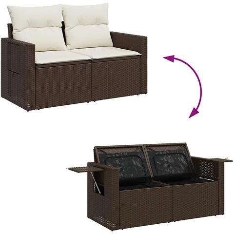 Set Divani da Giardino 7 pz con Cuscini Marrone in Polyrattan - Foto 9