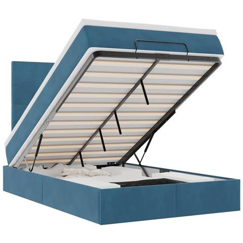 Struttura Letto Pouf con Materassi 120x190 cm Velluto - Foto 1