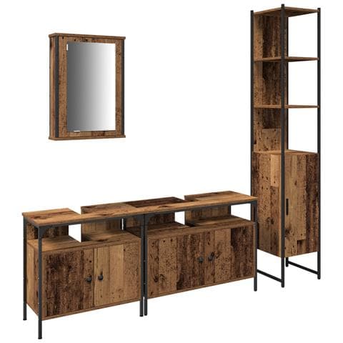 Mobile da Bagno con Lavabo Integrato in Legno Antico - Foto 1