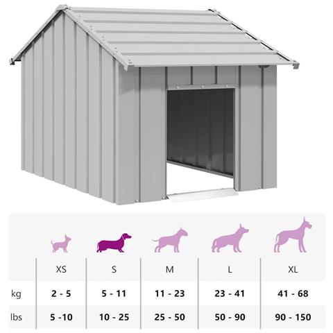 Casetta per Cani con Tetto 83x130x85 cm Acciaio Zincato - Foto 8