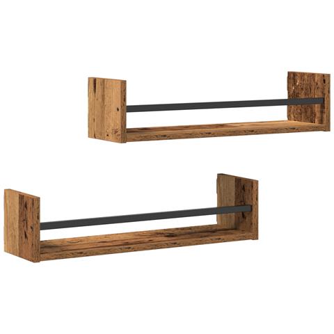 Mensole da parete 2 pezzi in legno vecchio 60x16x14 cm in legno ingegnerizzato - Foto 1