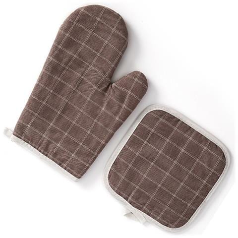 Set Di Guanti E Presine Per Forno A Microonde Da Cucina - Protezione Termica Brown - Foto 2