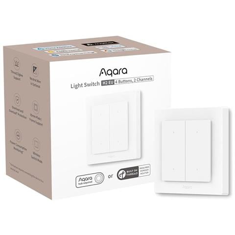 H2 Interruttore Luminoso Intelligente A 4 Pulsanti Con 2 Canali, Bianco - Foto 5