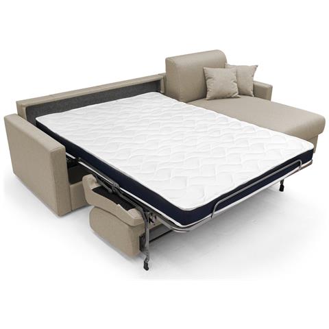 Chris Divano Letto Angolare Con Penisola In Simil Cotone T13 Beige - Foto 2