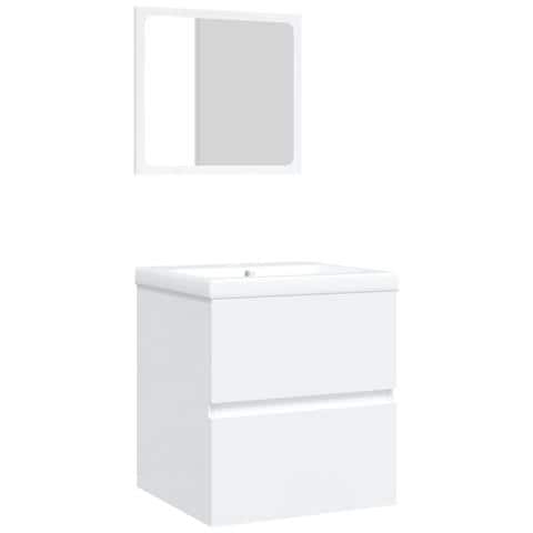 Mobile da Bagno con Lavabo e Specchio Bianco - Foto 1
