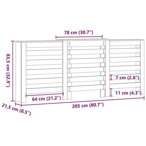 Copertura per radiatori Rovere Nero 205 x 21.5 x 83.5 cm - Foto 7