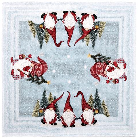 Tovaglia Centrotavola Centrino Tavolo Fantasie Natalizie Cinigliato Piazzato Made Italy 90x90 Merry Christmas - Foto 1