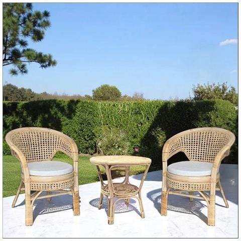 Salotto Amanda In Legno Di Bambu E Paglia Di Vienna Con 2 Poltrone E 1 Tavolino - Foto 1