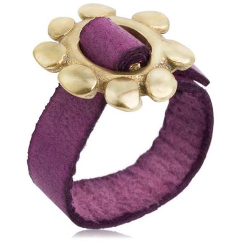 Anello Regolabile In Pelle Viola-oro ""cadmi"" - Foto 1