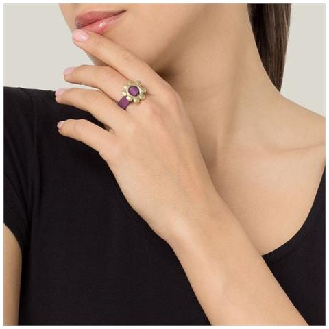 Anello Regolabile In Pelle Viola-oro ""cadmi"" - Foto 2