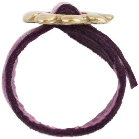 Anello Regolabile In Pelle Viola-oro ""cadmi"" - Foto 4