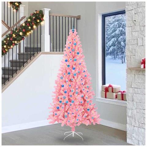 Albero di Natale con 300 LED con supporto Rosa 240 cm PVC - Foto 2