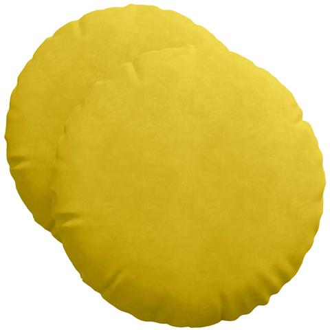 Cuscini per Seduta 2 pcs Giallo Ø 40 x 13 cm Velluto - Foto 1