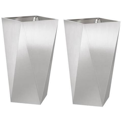Fioriera 2 pcs Argento 40 x 40 x 75 cm Acciaio inossidabile - Foto 1