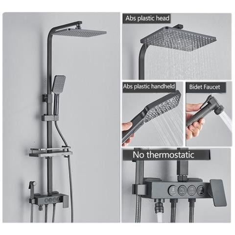 Colonna doccia, Blackswan, Tipo M227, modello grigio antracite, con doccetta a 3 vie tipo SPA e bocca mobile nascosta, misura 116 cm - Foto 4