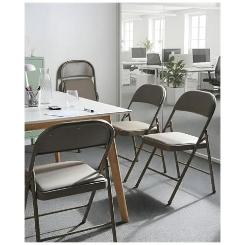 Set Di 4 Sedie Pieghevoli Shasta Metallo Tortora - Foto 1