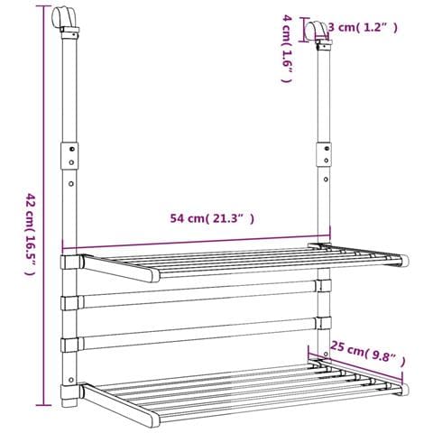 Stendino per Balcone 54x25x42 cm in Alluminio - Foto 8