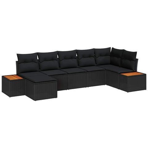 Set Divano da Giardino con cuscino 8 pcs Nero Polyrattan - Foto 1