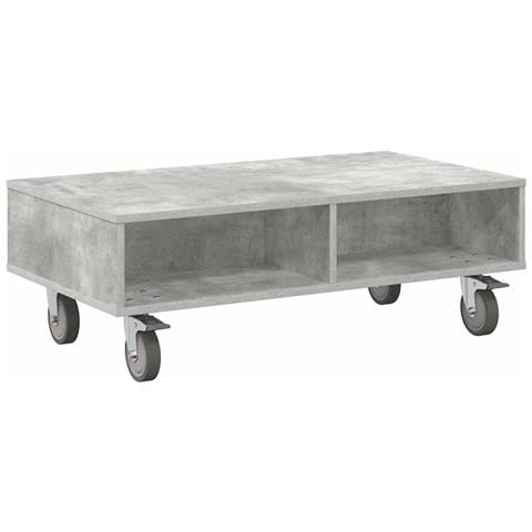 Tavolino con Ruote Grigio cemento 90 x 50 x 30 cm - Foto 1