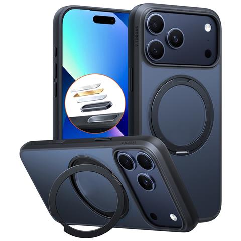 Cover per iPhone 17 Pro - TPU+PC, Nero, Con Soporte - Foto 1