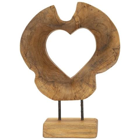 Scultura Hasi Cuore Traforato In Teak Riciclato Pezzo Unico - Foto 1