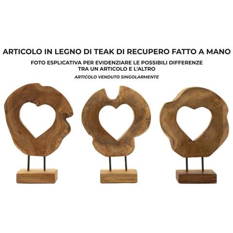 Scultura Hasi Cuore Traforato In Teak Riciclato Pezzo Unico - Foto 8