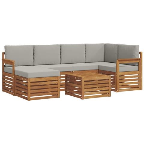 Set divani con cuscino 7 pcs Grigio Naturale e Chiaro - Foto 1