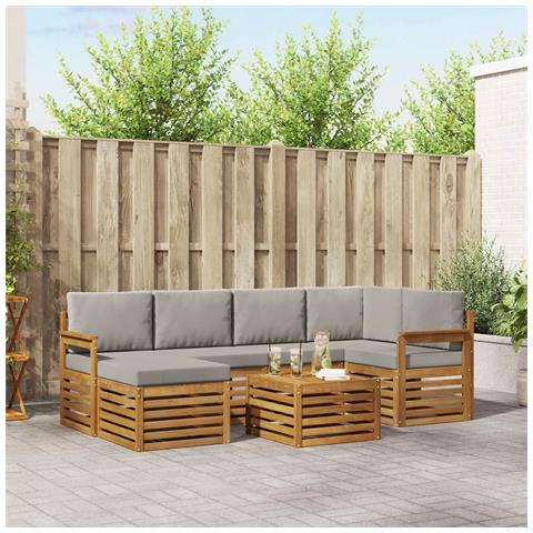 Set divani con cuscino 7 pcs Grigio Naturale e Chiaro - Foto 2