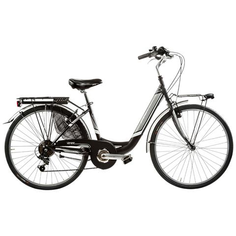 Bici Da Donna Misura 28 Bicicletta Linea Venere Lusso City Bike Con Cambio 6v Completa Di Accessori Con Luci A Led - 43 Nero Opaco - Foto 1