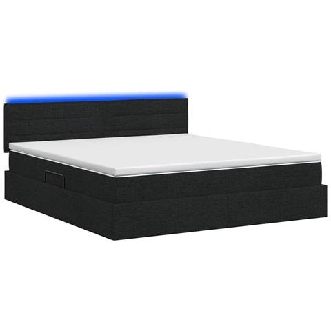 Letto con contenitore LED e materasso Nero 140 x 190 cm Tessuto - Foto 9